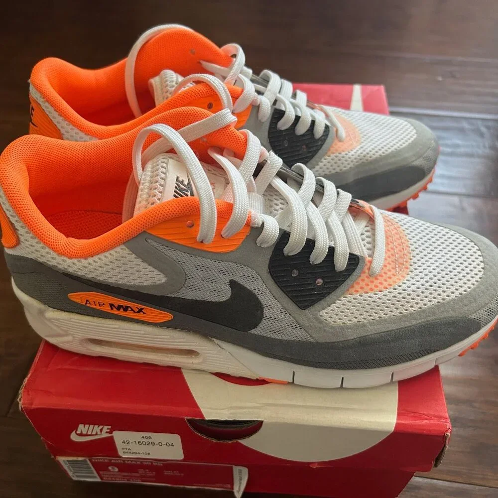 Nike Air Max 90 BR Breathe mens size 9 wolf grey and orange 644204-108 w/ box - Picture 7 of 11